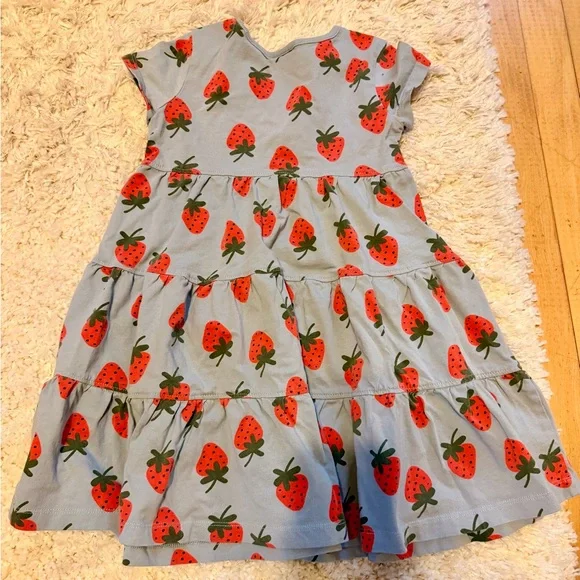 Hanna Andersson Strawberry Print Blue Dress | 110 cm, US 5 | Girls - Picture 4 of 4